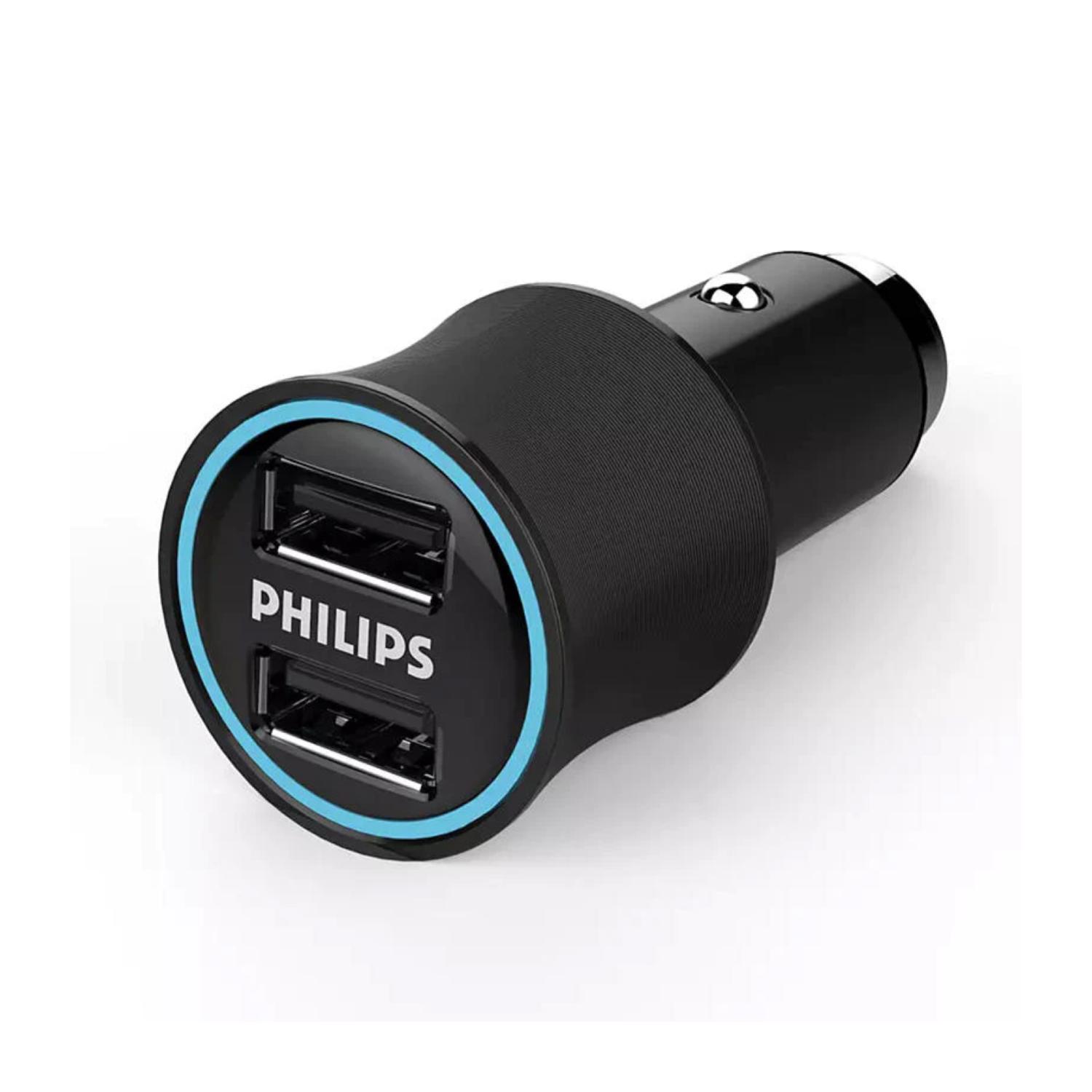 Philips - Cargador Para Auto Usb Carga Ultra Rapida 3.1A Negro