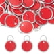 thumbnail image 1 of Uxcell 50 piezas de etiquetas clave de borde metálico, etiquetas de papel redondas en blanco, identificadores de llavero escribibles a granel con anillos partidos, rojo, 1 of 7