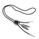 thumbnail image 2 of negro pu cuero occidental vaquero rodeo bolo tie bola collar antiguo plata, 2 of 3
