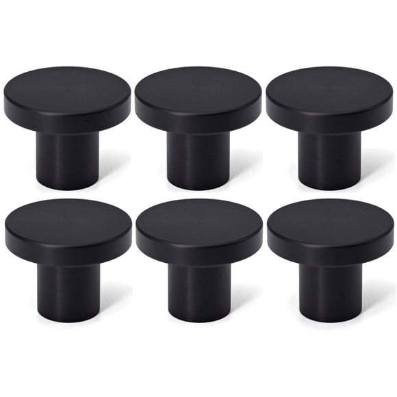 Perillas para gabinete FIRSORCA de aluminio negro mate, 30 mm, paquete de 6