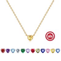 Collar Heshpaws S925 Sterling Silver Pink Diamond Corazón Rosa Con Caja De Regalo