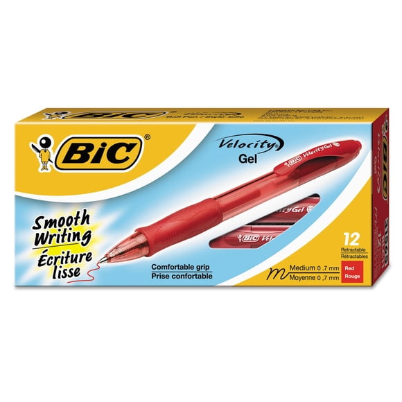 Bolígrafos de gel BIC Gelocity Original, rojos, 0,7 mm, punta mediana, paquete de 12