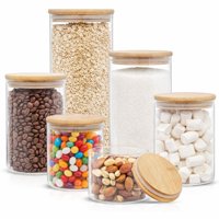 Genérico - Set 6 Frascos Contenedor Tarro Herméticos Tapa Bambú