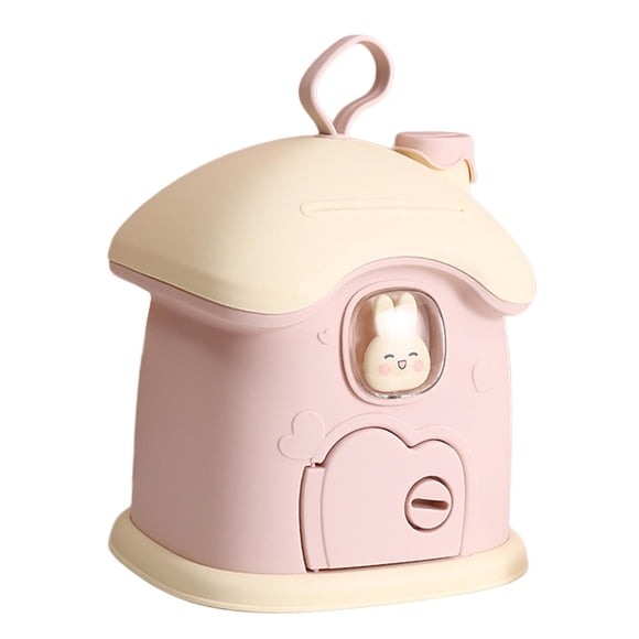 Cottage Piggy Bank Banco de dinero para niños, decoración del hogar, caja de ahorro de dinero para niños, banco de monedas para fiesta de cumpleaños rosa