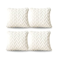 Genérico - Pack De 4 Fundas De Cojines Diseño Espiga 45Cm X 45 Cm Blanco