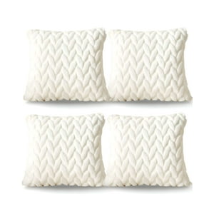 Genérico - Pack De 4 Fundas De Cojines Diseño Espiga 45Cm X 45 Cm Blanco