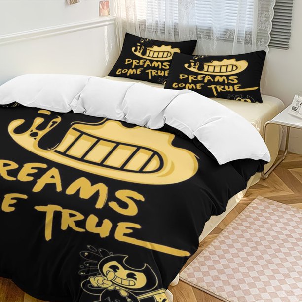 Bendy And The Ink Machine 3-Piece Bedding Set Soft Warm And Comfortable Soft Bed Set for Bedroom
