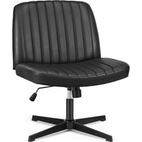 Silla De Escritorio Olixis De Piel Sintética Con Patas Cruzadas, Sin Brazos, Giratoria