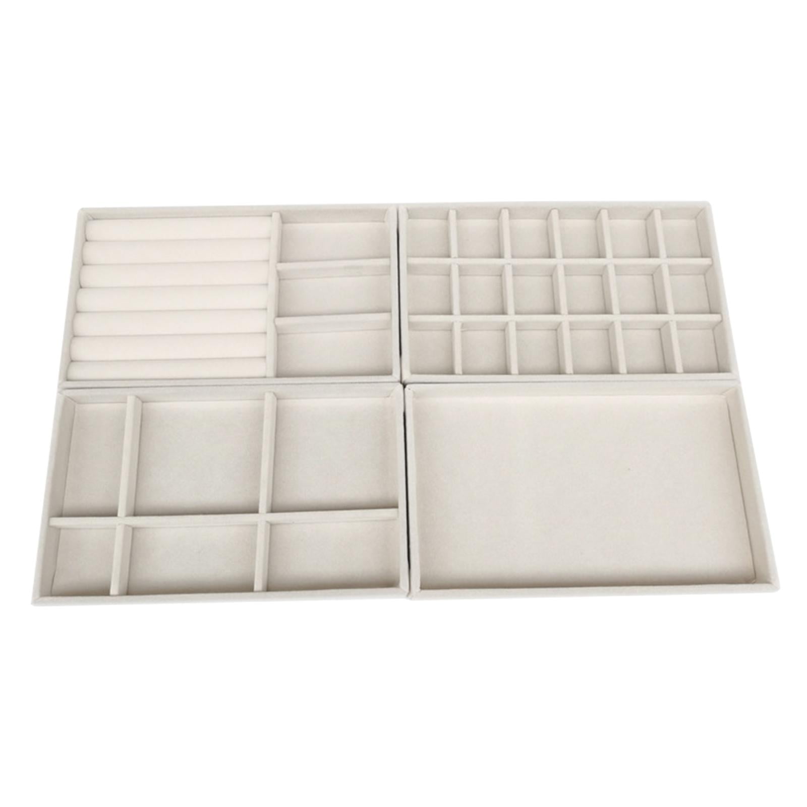 Magideal - 4 Uds Bandeja De Joyería Organizador Insertar Divisor Caja De Almacenamiento Vitrina Para Mujer Regalo Día De La Madre Regalos Reloj De Pared Pantalla , Beige