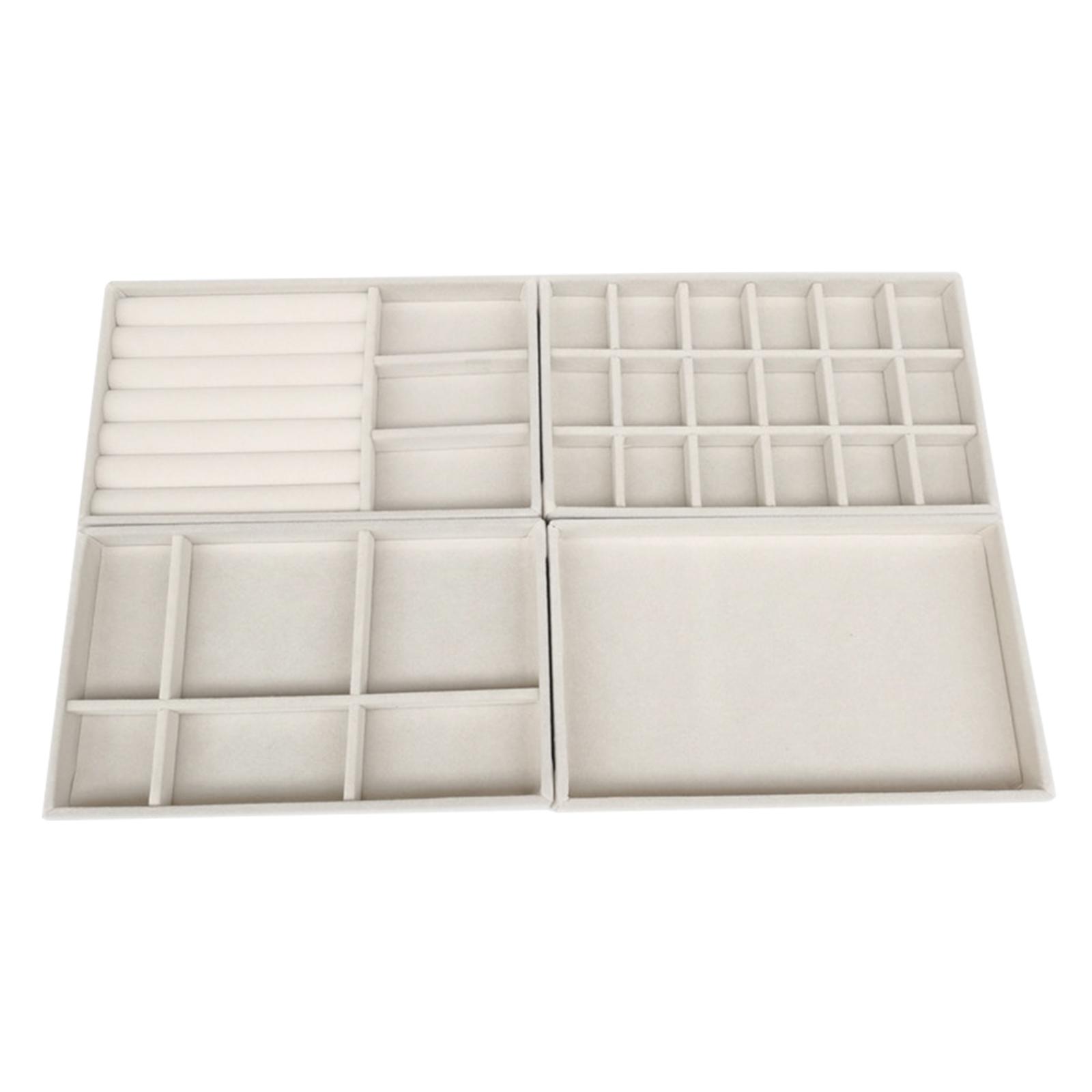 Magideal - 4 Uds Bandeja De Joyería Organizador Insertar Divisor Caja De Almacenamiento Vitrina Para Mujer Regalo Día De La Madre Regalos Reloj De Pared Pantalla , Beige