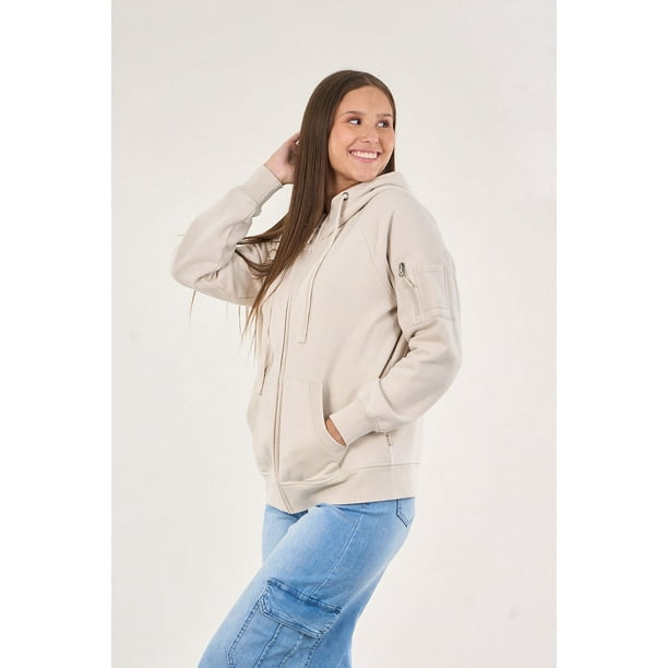 Poleron Franela Full Zipper Procesado Crudo Vw7715