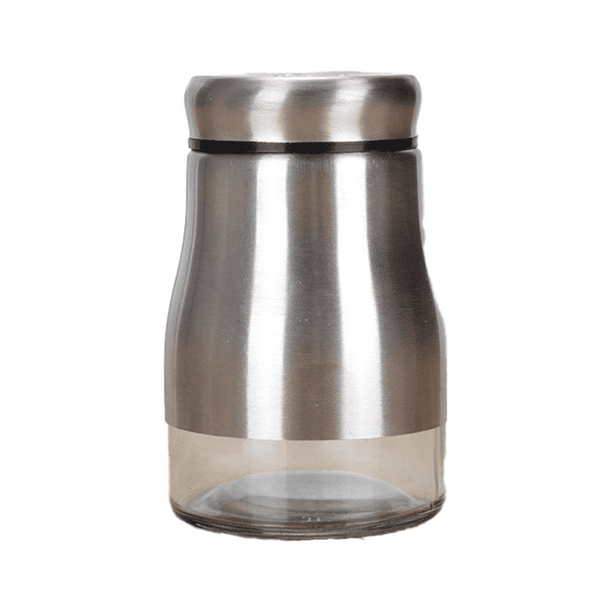 Salero y pimentero de acero inoxidable con fondo de cristal, accesorios de cocina modernos