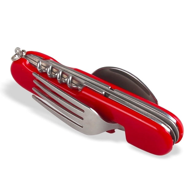 Ultimate Camping Utensil Set - 4-in-1 Stainless Steel Cutlery with Folding Design and Detachable Parts for Easy Cleaning - Perfect for Backpacking and Outdoor Adventures - Great Gift for Outdoor Enthu