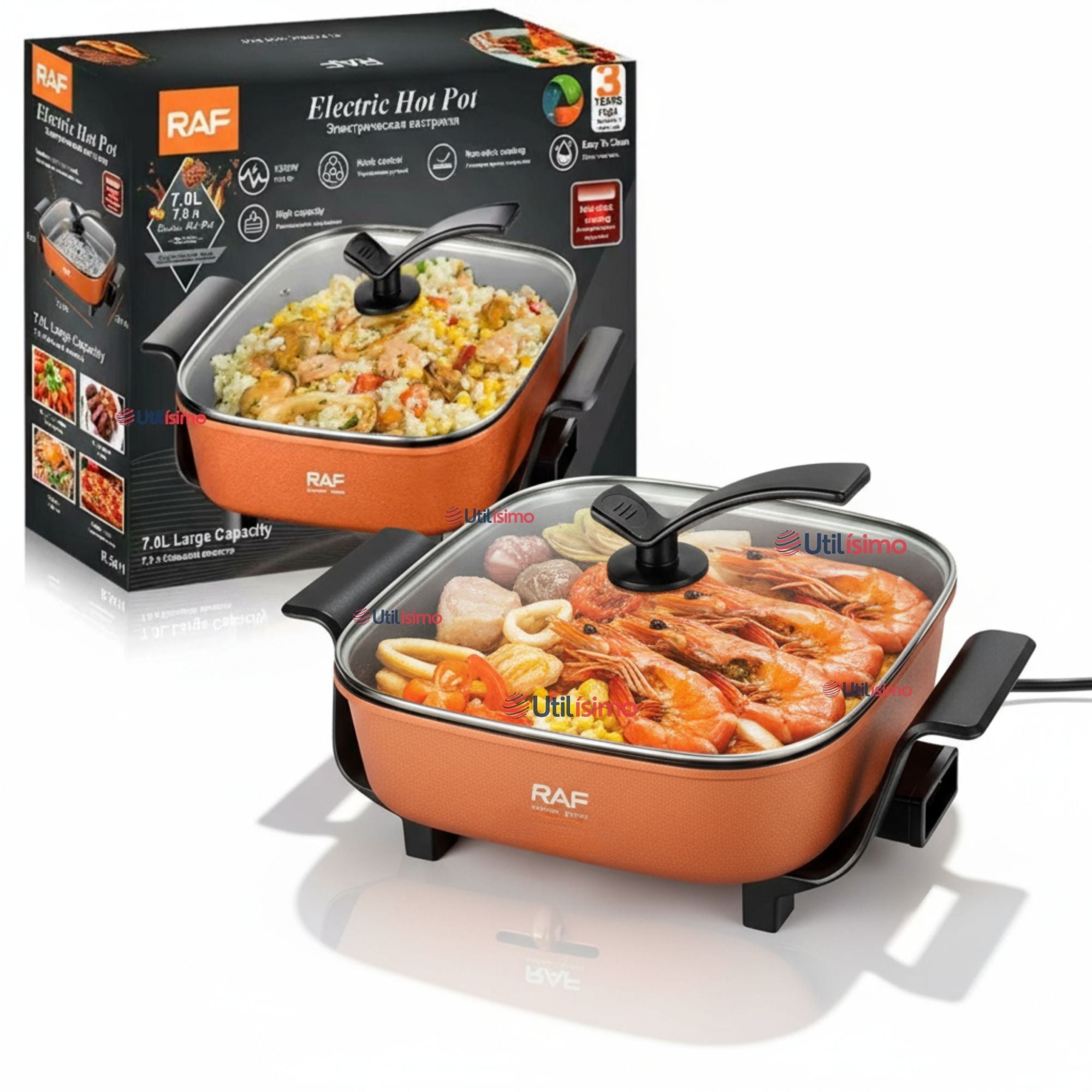 Raf - Sartén Eléctrico Multifuncional Antiadherente 1350w De Potencia