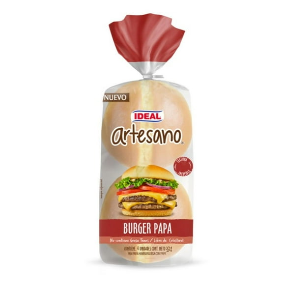 Pan De Hamburguesa Papa Artesano 4 Un, 352 g