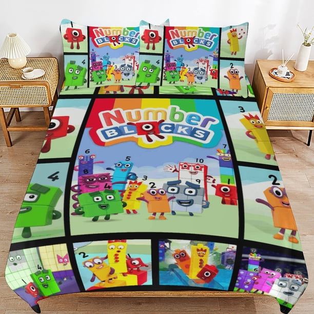Number Block Bedding Set Duvet Cover Comfortable and Lightweight Cartoon Bedding 3 Piece (Multiple sizes to choose from)