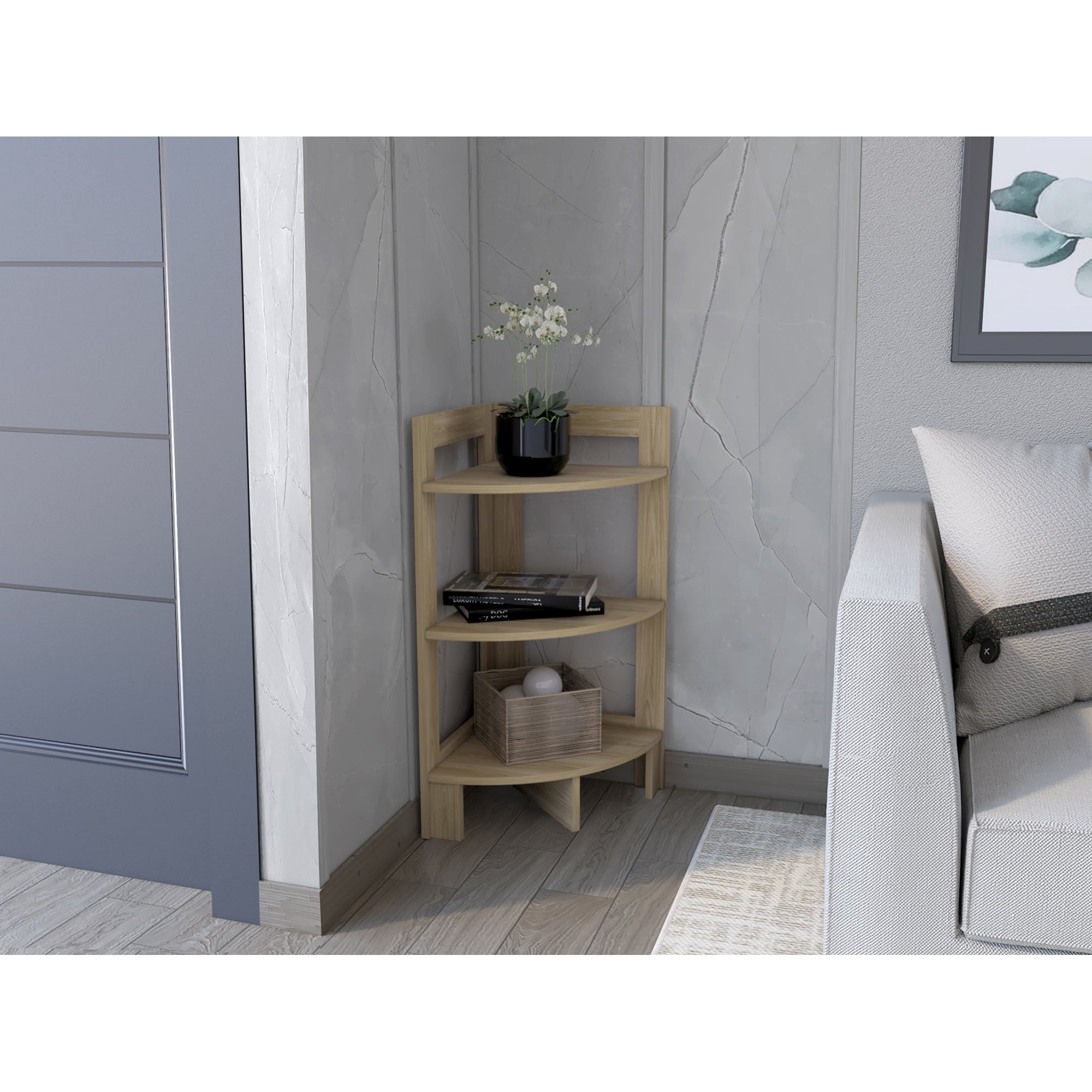 Tuhome - Mesa Esquinera Riga 80,6x38,8x38,8 Cm Fresno Europeo