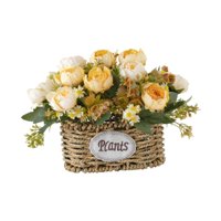 Bothyi - Flores Artificiales Con Cesta, Elegante Adorno Para Dormitorio, Sala De Estar, Hogar, Color Amarillo