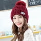 thumbnail image 5 of Gorro de invierno para mujer, moderno, abrigado, plegable, sólido, tejido, grueso, para invierno, 5 of 5