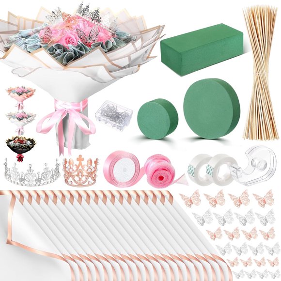 Kit Bouquet XunYee de 20 Hojas y 100 Piezas para Envoltorio