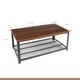 thumbnail image 4 of Mesa de centro metal madera oscura walnut enrejada 106x60, 4 of 4
