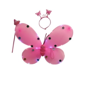 Genérico - Alas De Mariposa - Rosa - Con Luces Rosa S