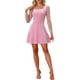 thumbnail image 1 of INSPIRE CHIC Estilo Vestido de Terciopelo para Mujer Cuello Cuadrado Manga de Malla Abullonada Estampado de Estrellas Vestidos de Fiesta Rosa XS, 1 of 6