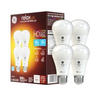 Ge Lighting - Paquete De 4 Bombillas Led Ge Relax A19, 10 W, 800 Lm, 2700 K