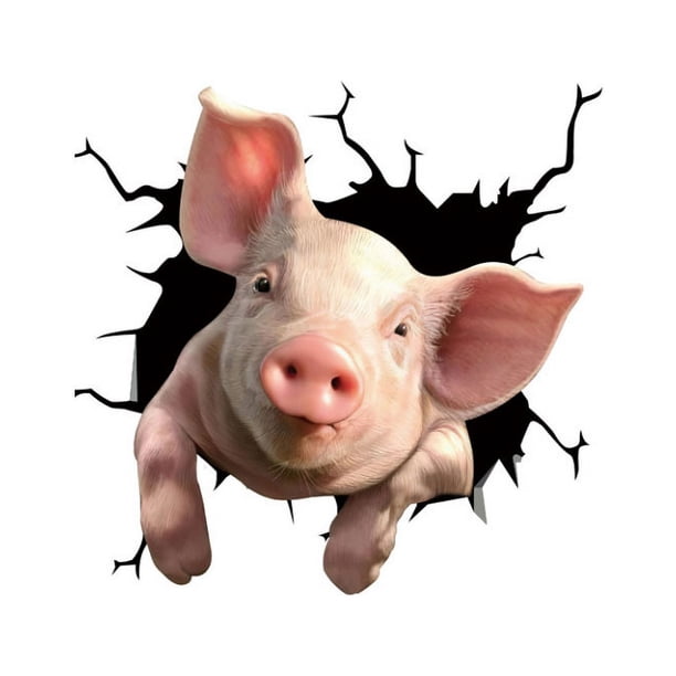 3D Piggy Wall Stickers, Creative Window Static Stickers, Self-adhesive Wall Art Decorations