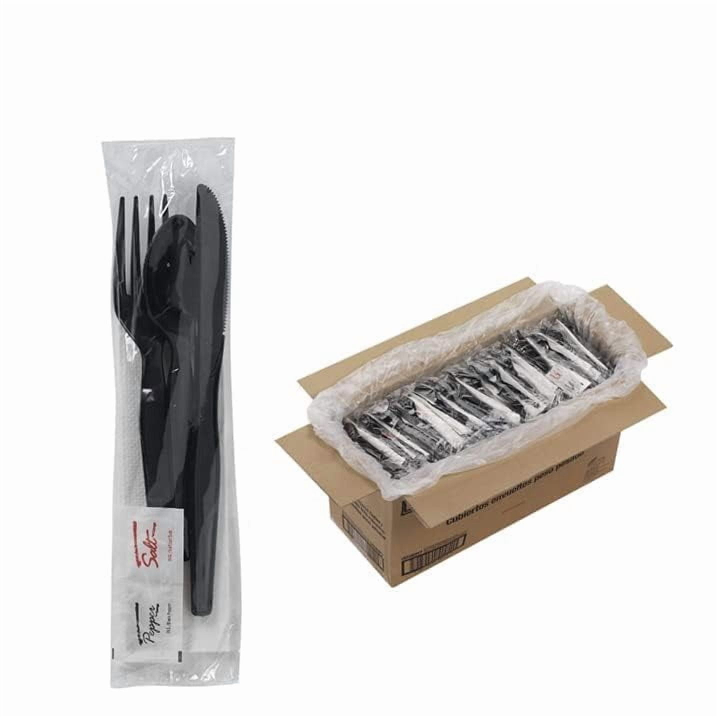 Houzzkingz Usa - Paquetes De Cubiertos De Plástico, 250 Juegos, Con Cuchillo, Tenedor, Cuchara Y Servilleta