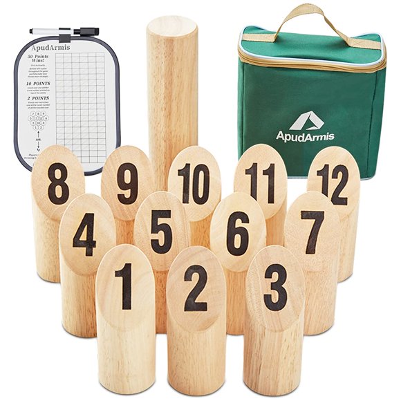 Set de juego de lanzamiento de madera ApuDarmis, bloque numerado con marcador