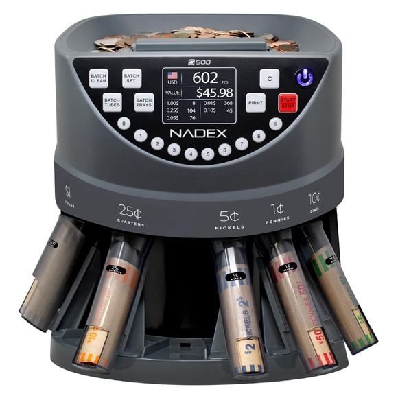 Clasificador de monedas Nadex S900 con 48 envoltorios incluidos