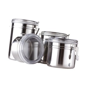 Magideal - 4 Botes De Café De Acero Inoxidable, Regalos Para Amantes Del Café, Tarro De Almacenamiento De Cereales, Contenedor De Granos De Café Para Azúcar, Hoj 4 Pulgadas