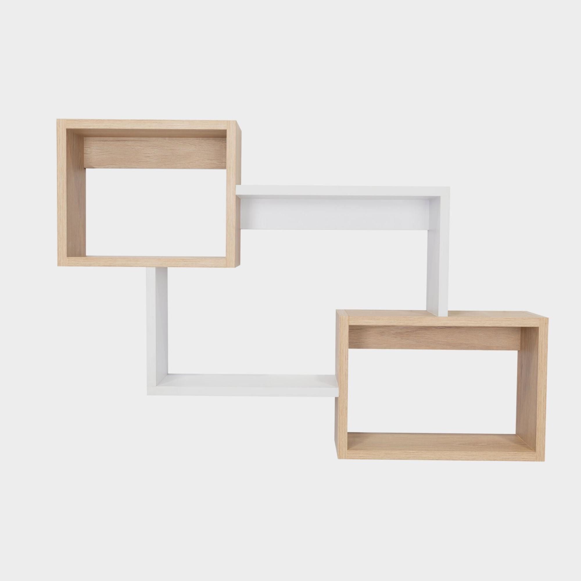 Tuhome - Repisa Alfa 3 Modulos Café Claro - Blanco