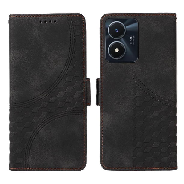 Carcasa FOXDOCK Vivo Y02s de cuero PU, diseño acolchado clásico, protección contra caídas y rayones