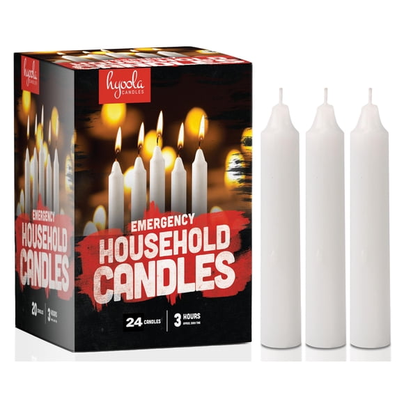Velas Hyoola blancas sin aroma para emergencia, paquete de 24, 10 cm
