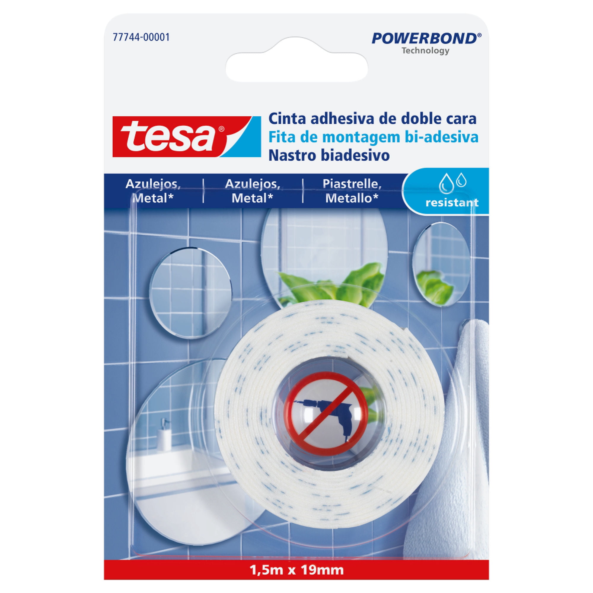 Cinta Doble Contacto Espejo 15mx19mm Water Tesa