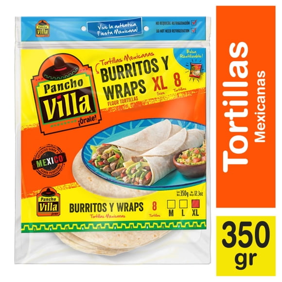 Wraps y Burritos Bolsa 8 Un, 350 g