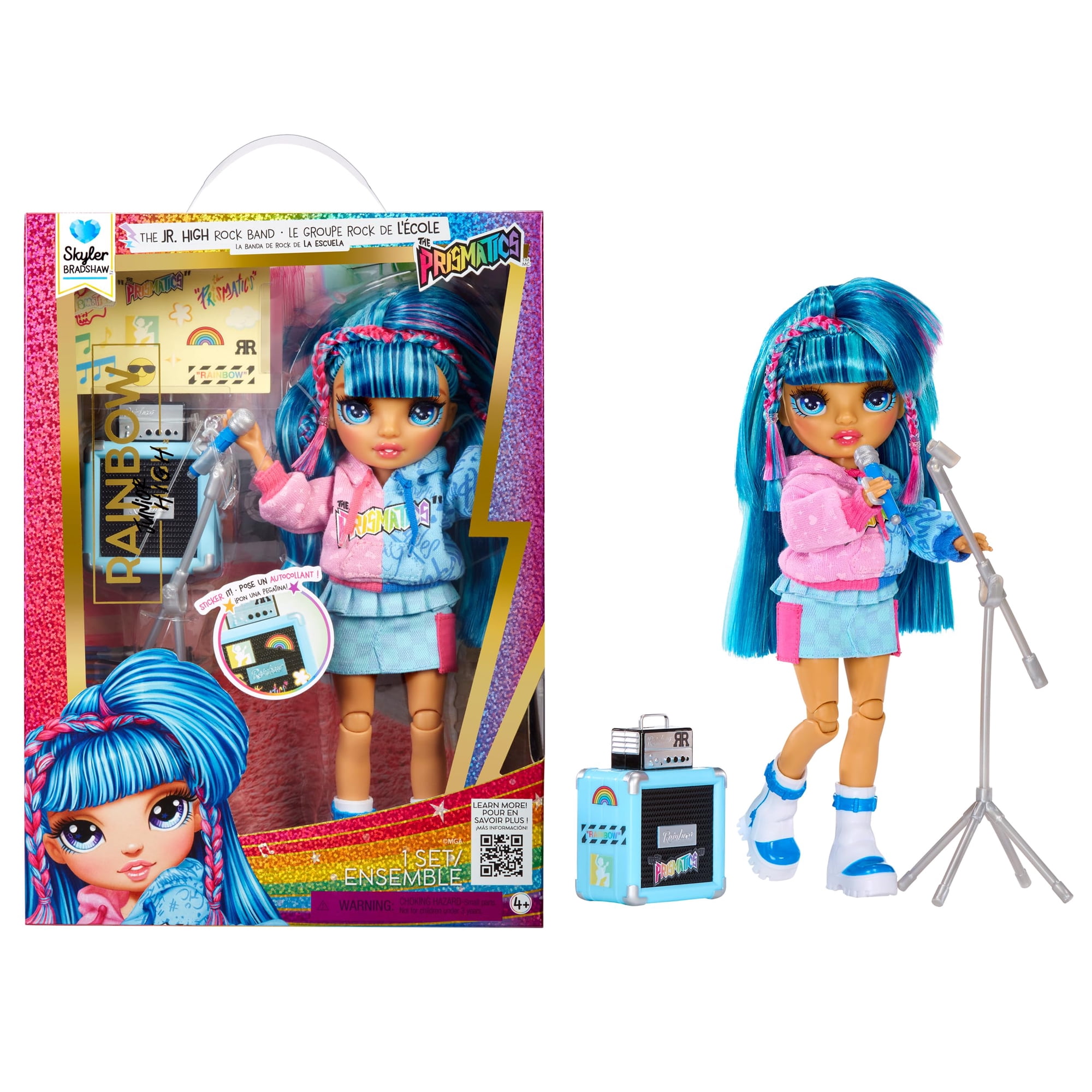 Muñeca Moderna Rainbow High Jr High Rock Band Skyler Blue 23 Cm
