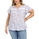 thumbnail image 1 of GRACIA Y GRANDEZA Blusa Floral Impresa de Talla Grande para Mujer de Escuela Colegio Pascua Cuello en V con Encaje Mangas con Volantes Top Casual de Verano 2X Lila, 1 of 6
