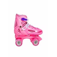 Genérico - Patín 4 Ruedas + Set Protección Talla 33-36, Rosado