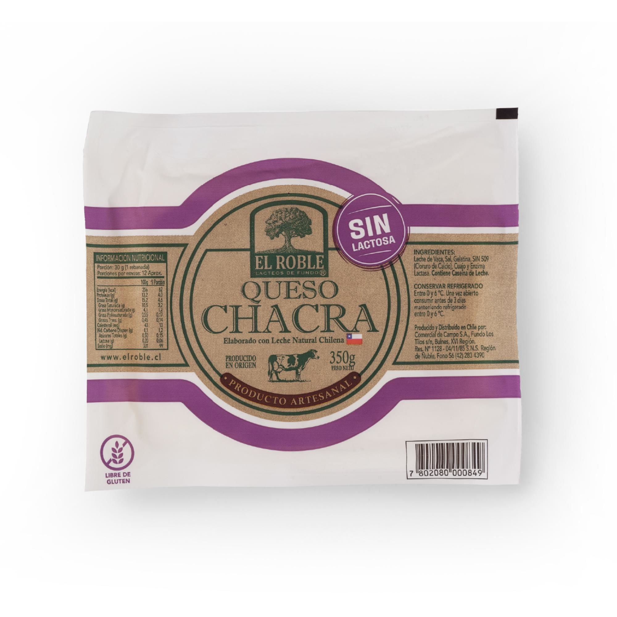 Queso Chacra Fresco Sin Lactosa 350 g El Roble