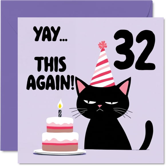Tarjeta de felicitación Stuff4 32nd Birthday Yay This Again! 5.7 pulgadas
