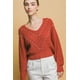 thumbnail image 1 of Saronite Suéter Térmico Elástico de Punto Acanalado con Cuello Redondo y Detalles de Perlas, Rojo (para Mujer), 1 of 5
