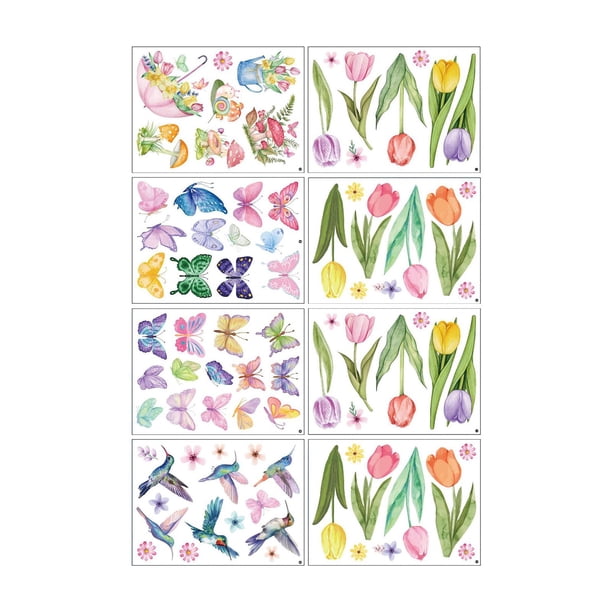 8 Hojas De Pegatinas Para Ventana, Pájaros Para Exhibición De Vidrio, Decoración, Escaparate, Hogar