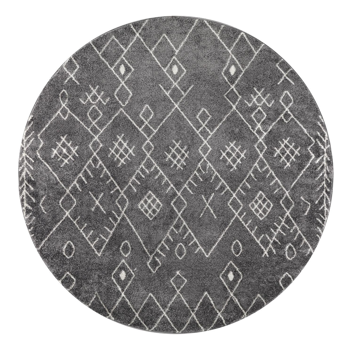 Modalfo - Alfombra Redonda Florida Gris 160 X 160 Cm