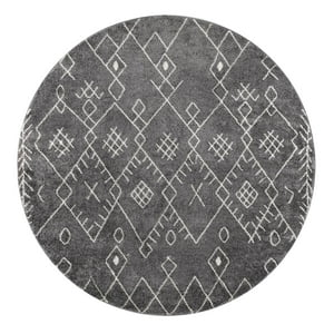 Modalfo - Alfombra Redonda Florida Gris 160 X 160 Cm