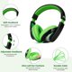 thumbnail image 2 of Auriculares Rockpapa Comfort Kids para Escuela Over-Ear Negro/Verde, 2 of 6