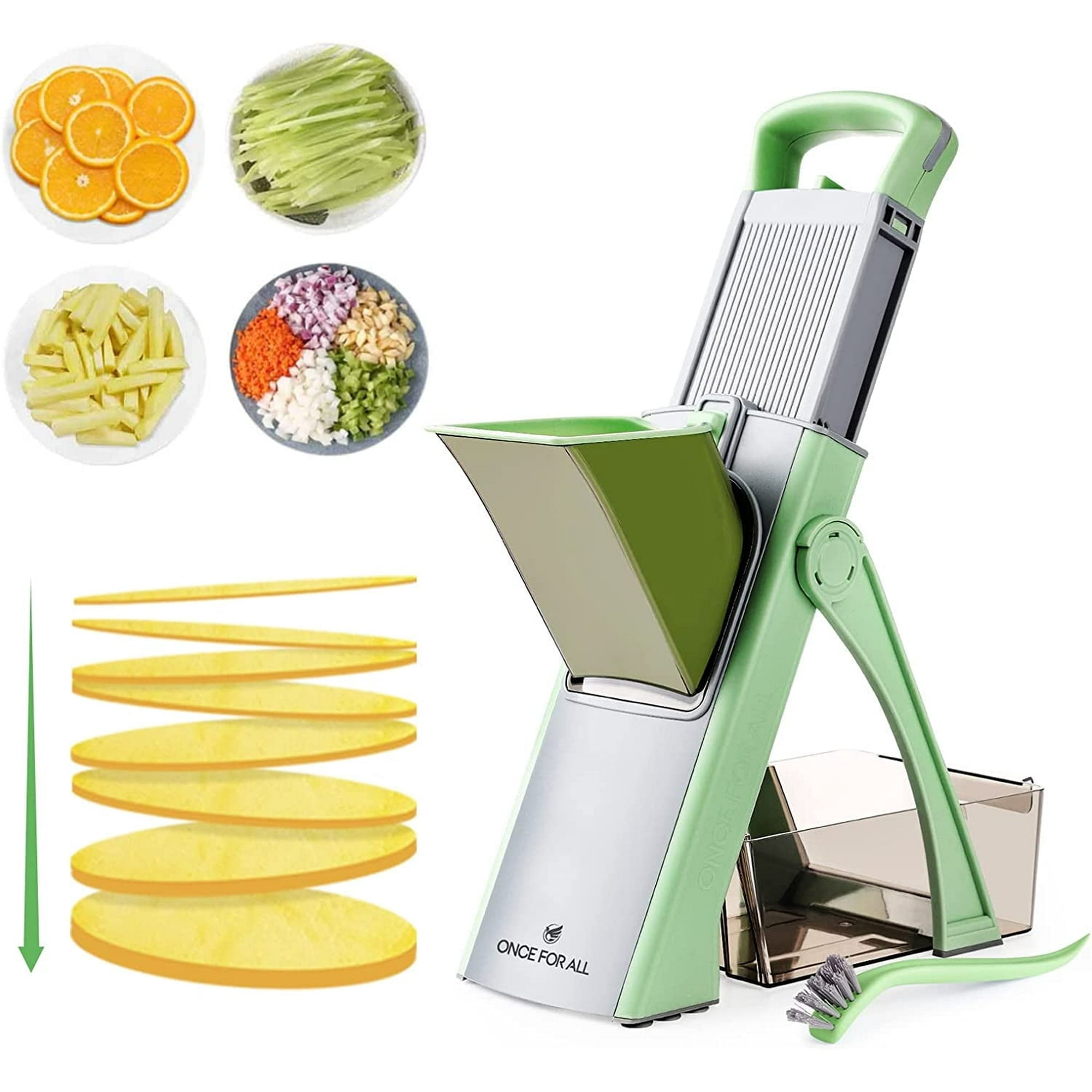 Once For All Kitchen Mandoline Multi-function Mandoline Manual Multi Groentesnijder Rvs Blade Groen