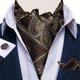 thumbnail image 2 of Corbata Ascot hombre con paño y colleras. Modelo Café Oscuro Flores, 2 of 6